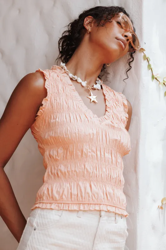 Xenia Smocked Top - Peach sold by Petal & Pup