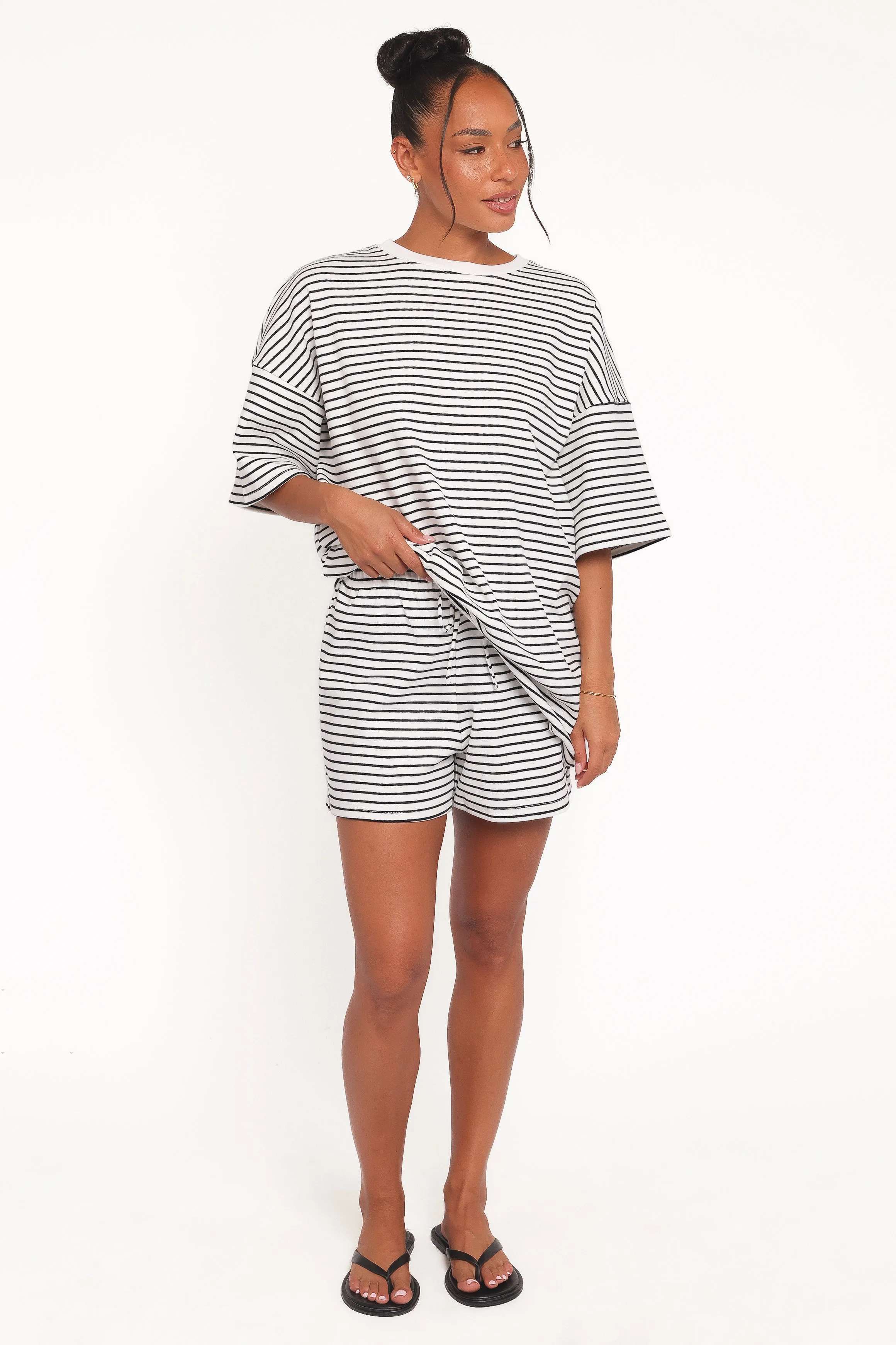 Hellen Stripe Short Set - White Black Stripe sold by Petal & Pup product image thumbnail 5