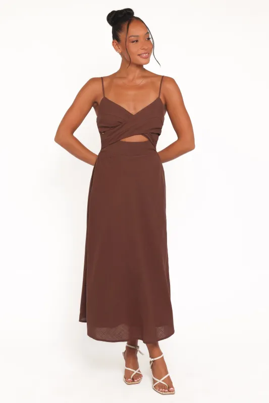 Elvina Midi Dress - Brown sold by Petal & Pup
