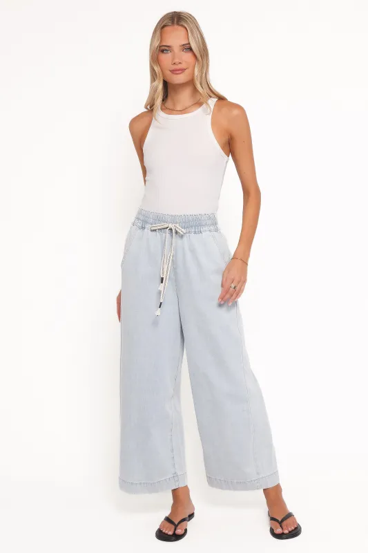 Jenni Wide Leg Pant - Light Wash sold by Petal & Pup