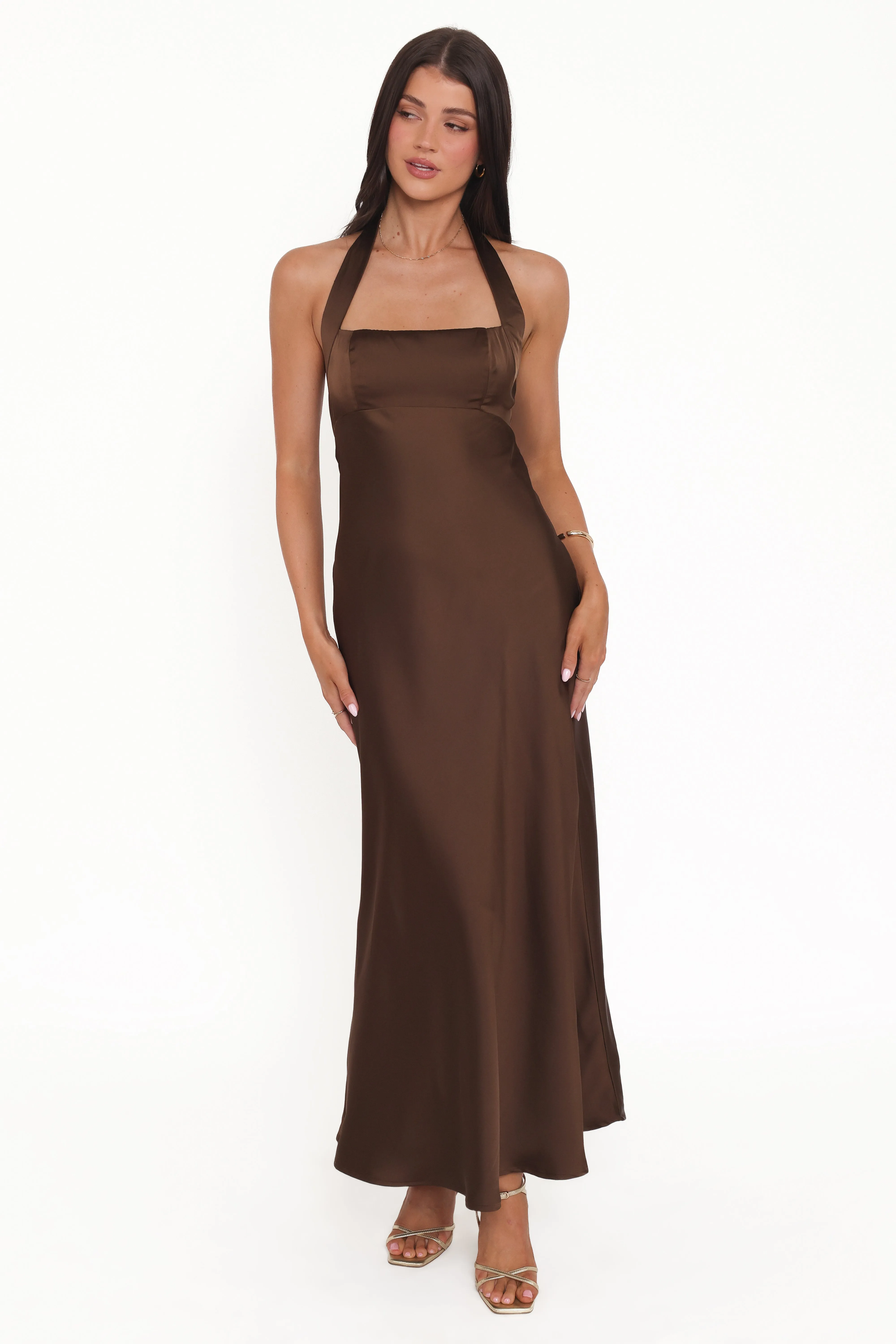 Nakita Halterneck Maxi Dress - Brown sold by Petal & Pup