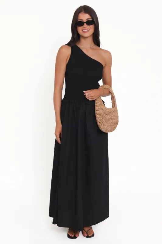 Myla One Shoulder Maxi Dress - Black sold by Petal & Pup