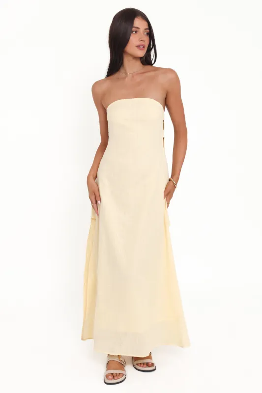 Cyrus Strapless Maxi Dress - Butter Yellow sold by Petal & Pup