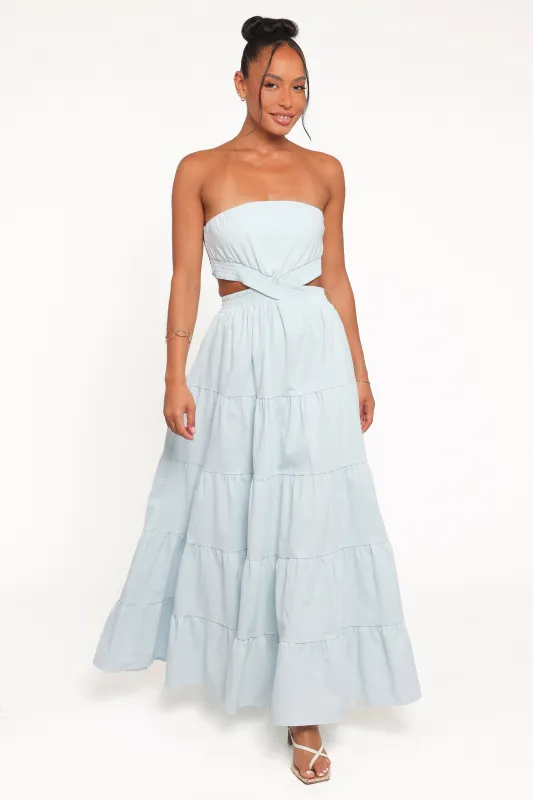 Cadence Strapless Maxi Dress - Blue sold by Petal & Pup