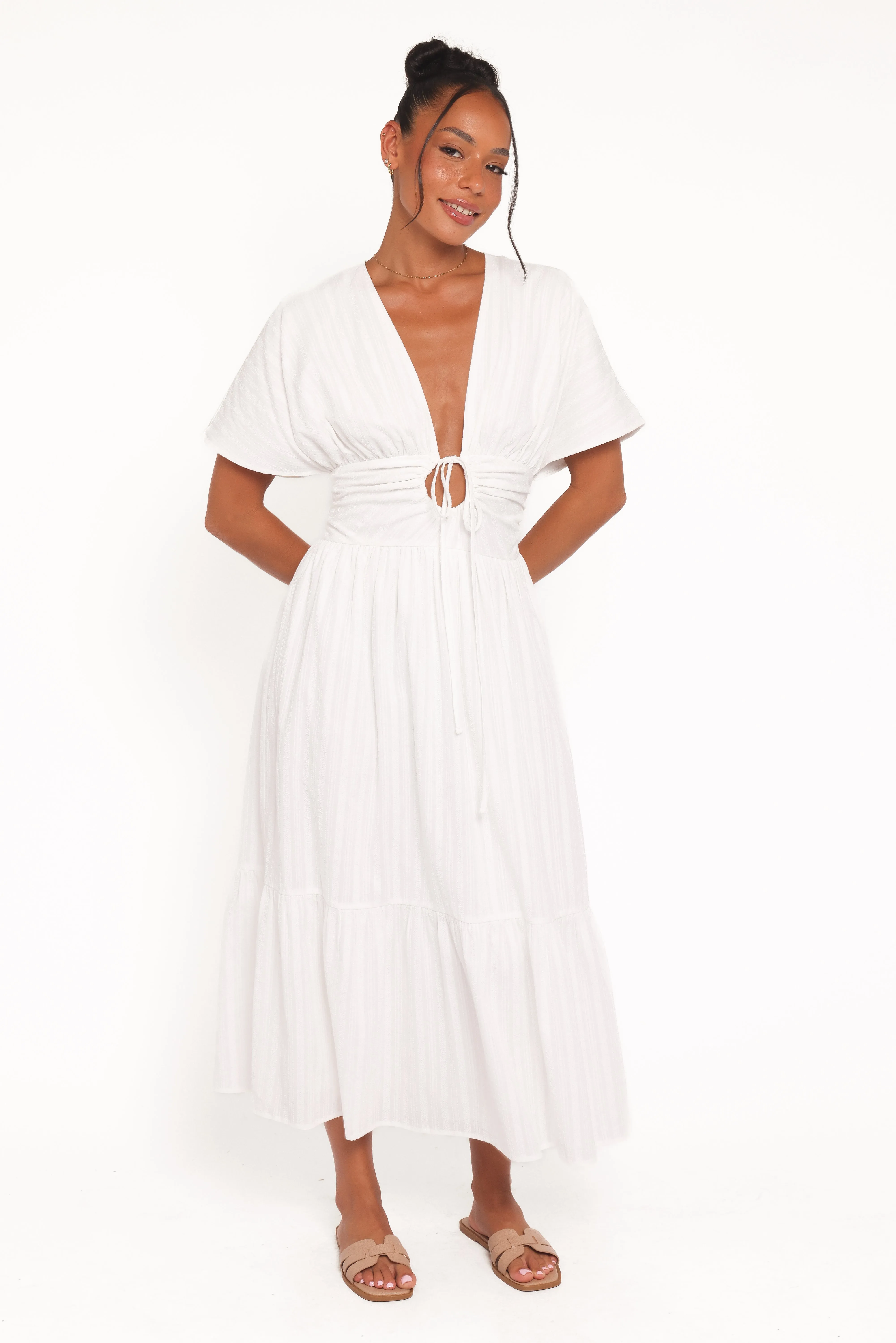 Edel Short Sleeve Maxi Dress - White sold by Petal & Pup product image thumbnail 2