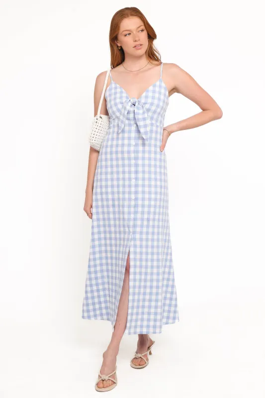 Menora Maxi Dress - Blue Gingham sold by Petal & Pup