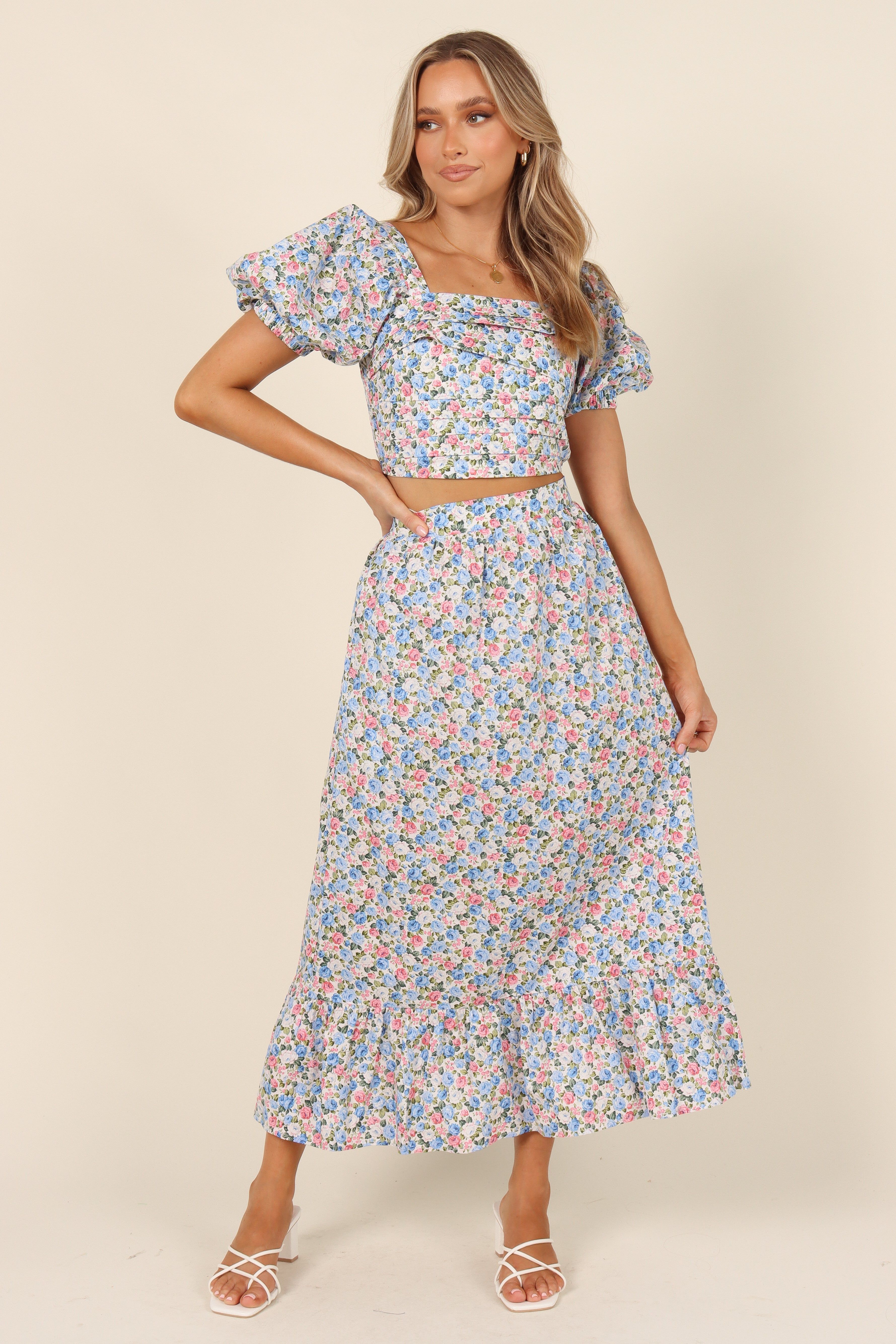 Fleur Skirt - Blue Floral sold by Petal & Pup