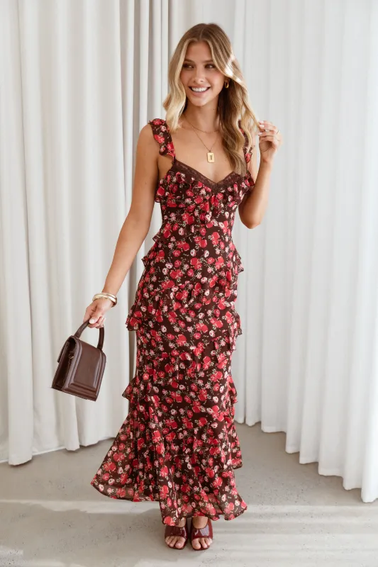 Virginia Maxi Dress - Brown Floral sold by Petal & Pup
