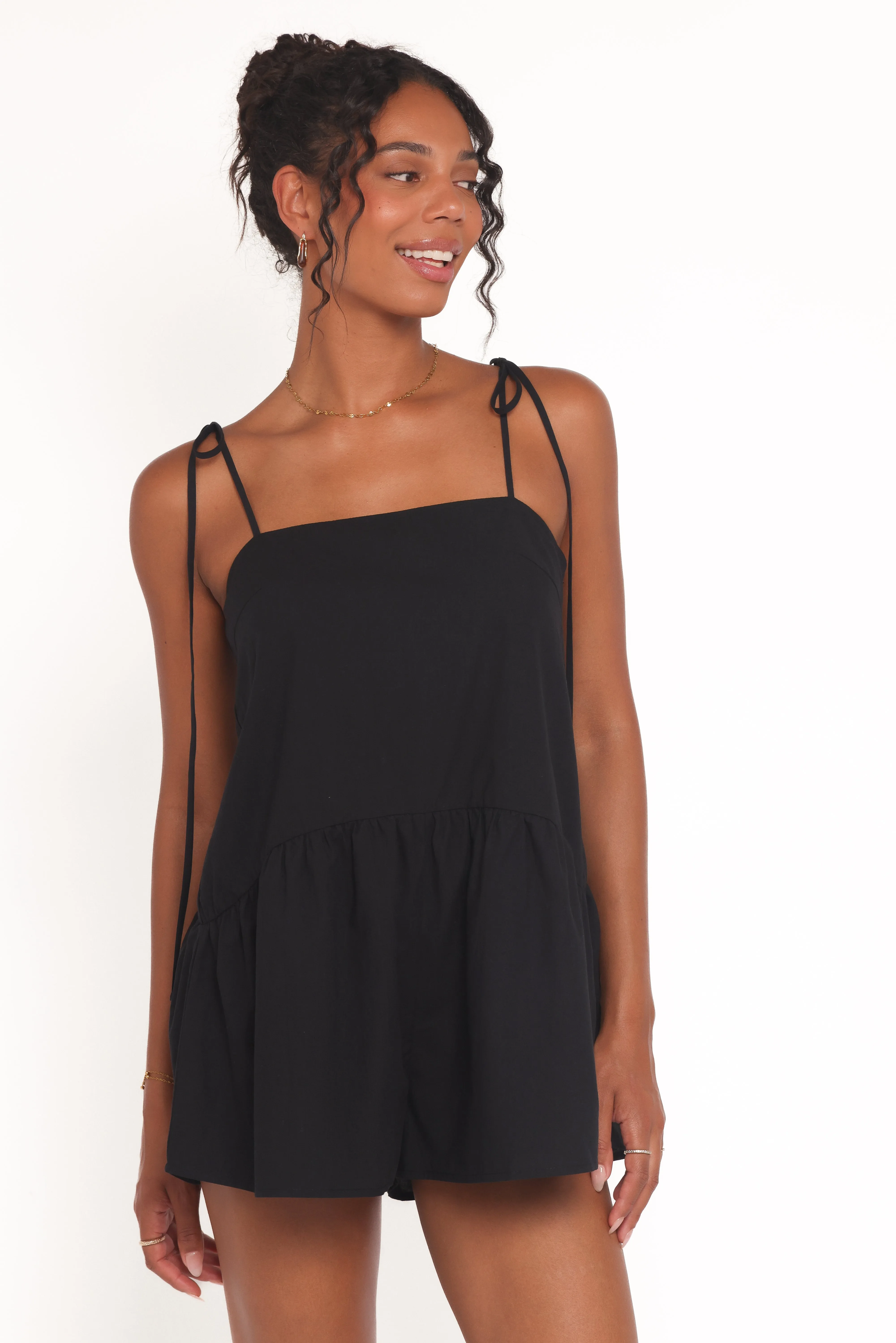 Rubie Tie Shoulder Romper - Black sold by Petal & Pup product image thumbnail 4