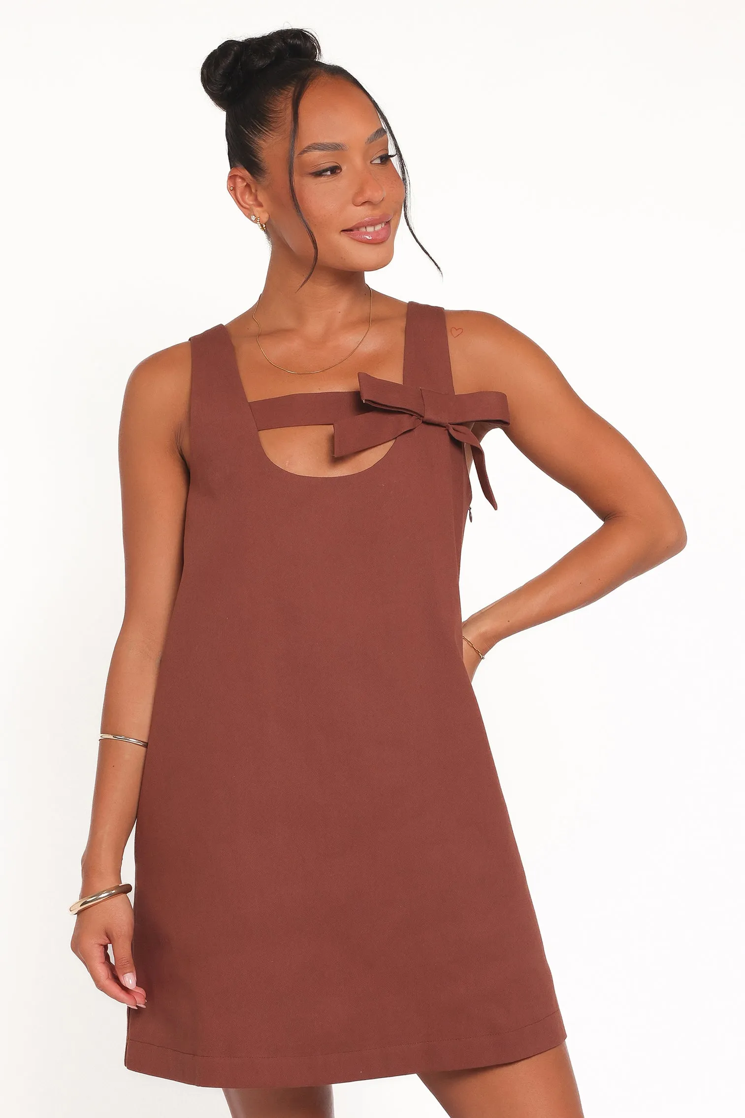Elyria Mini Dress - Brown sold by Petal & Pup