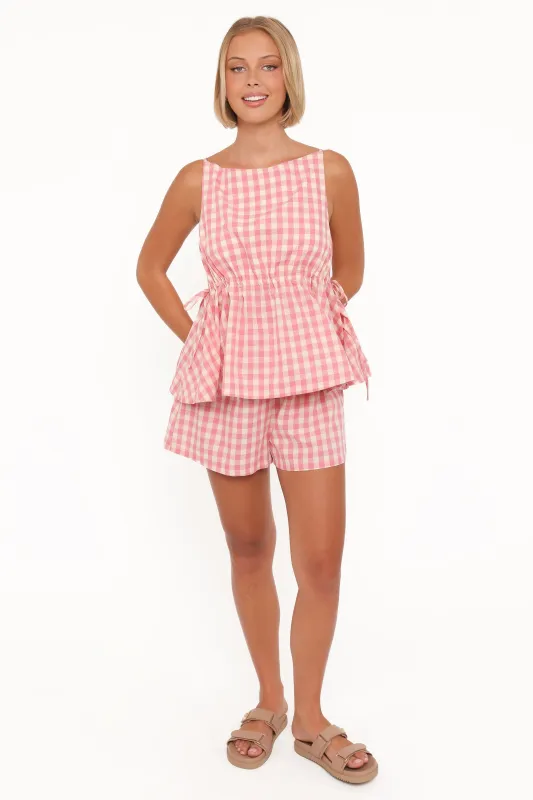 Rory Shorts - Pink Gingham sold by Petal & Pup