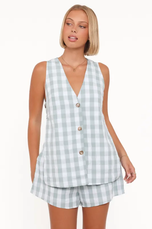 Miller Short Set - Sage Gingham sold by Petal & Pup