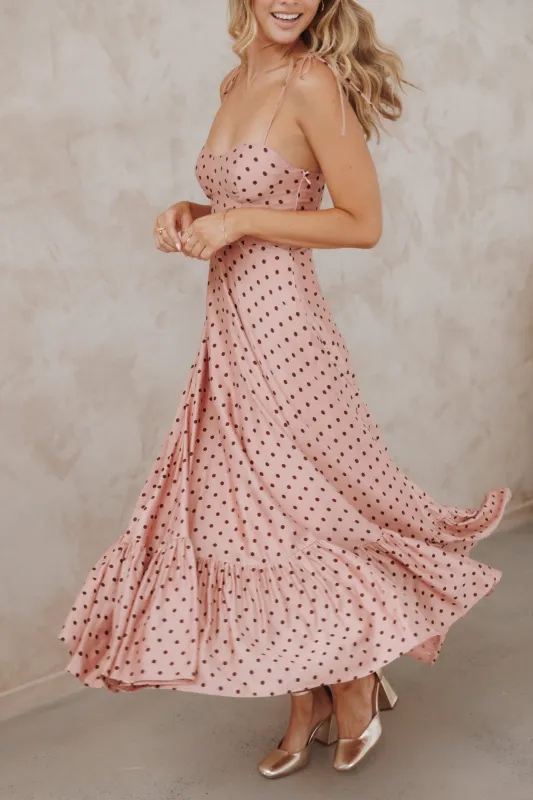 Ayana Midi Dress - Pink Polka Dot sold by Petal & Pup