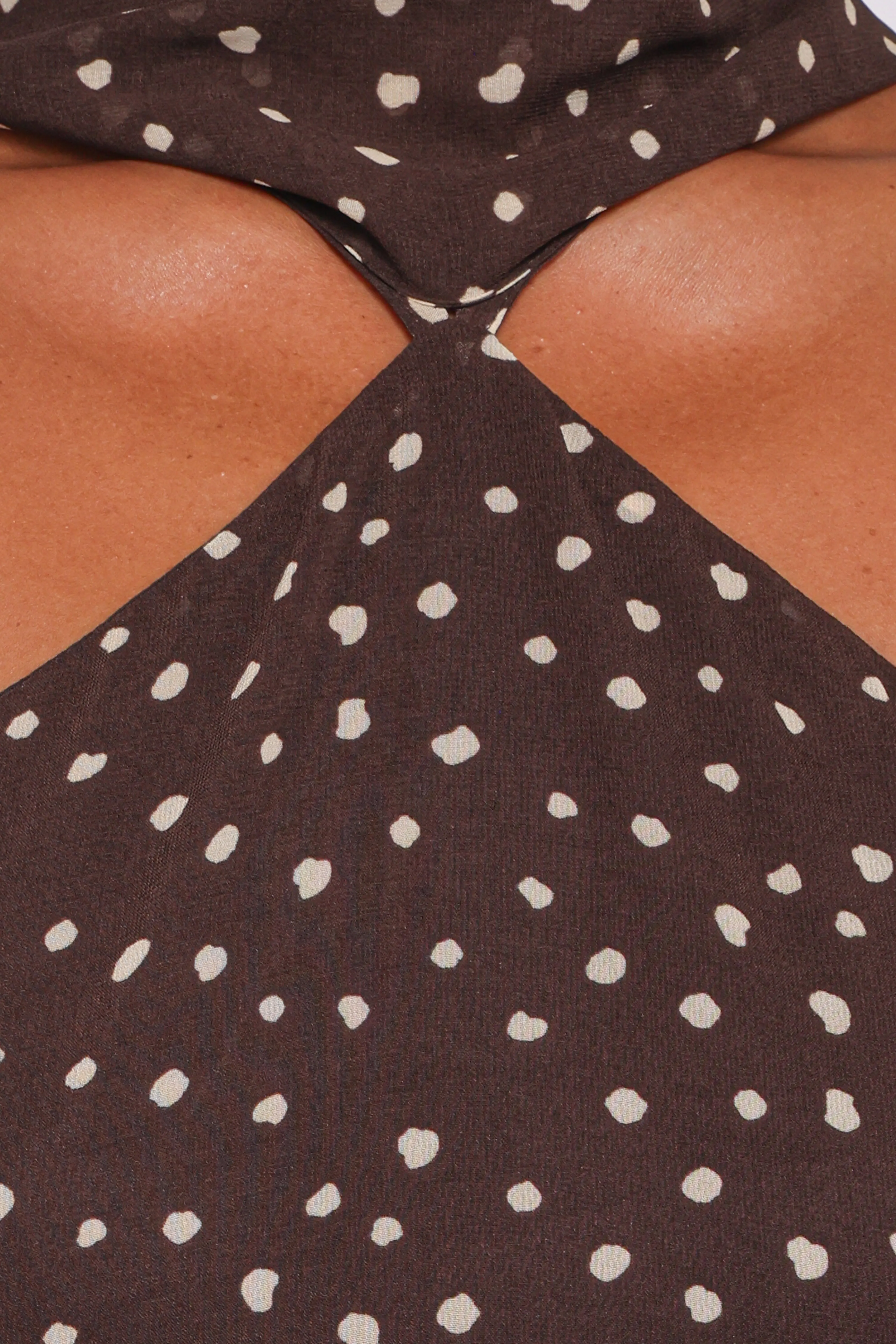 Elva Halterneck Midi Dress - Brown Polka Dot sold by Petal & Pup product image thumbnail 5