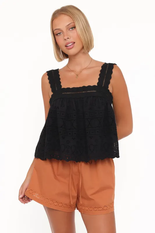 Aideen Eyelet Top - Black sold by Petal & Pup