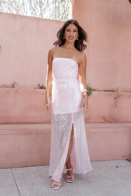 Liliane Maxi Dress - Pink Sequin sold by Petal & Pup