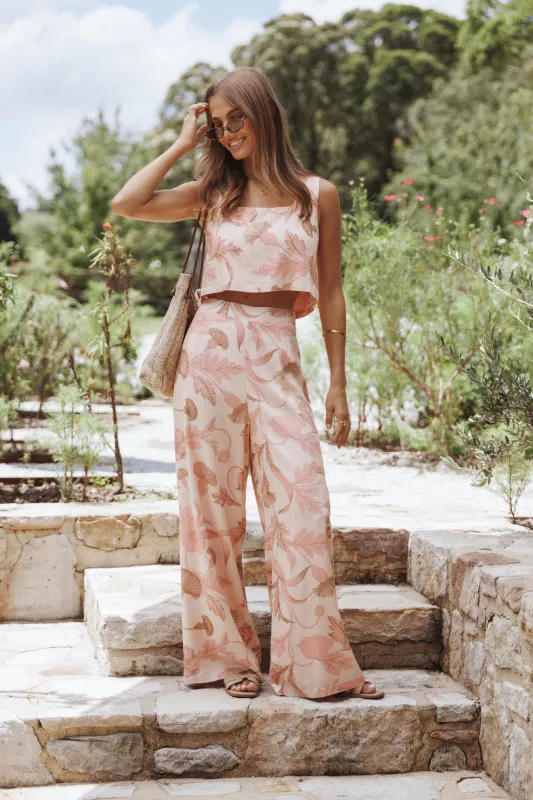 Brayden Wide Leg Linen Pant - Pink Floral sold by Petal & Pup