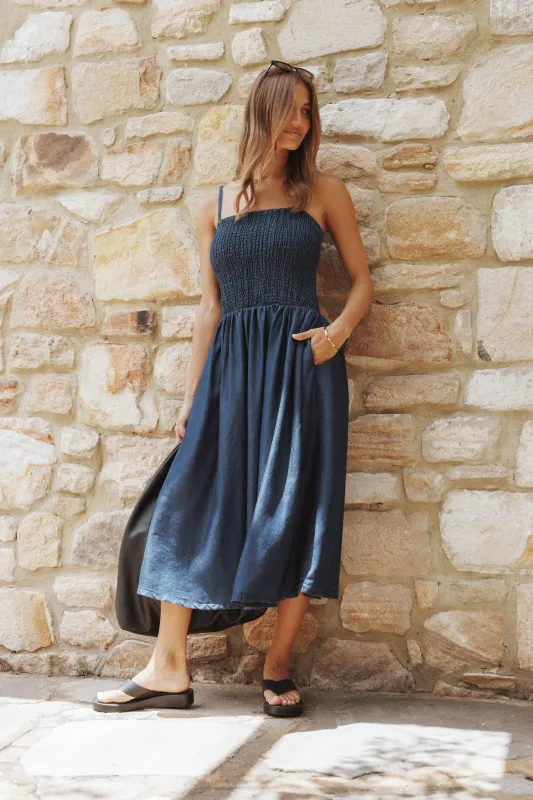 Arnika Midi Dress - Blue sold by Petal & Pup