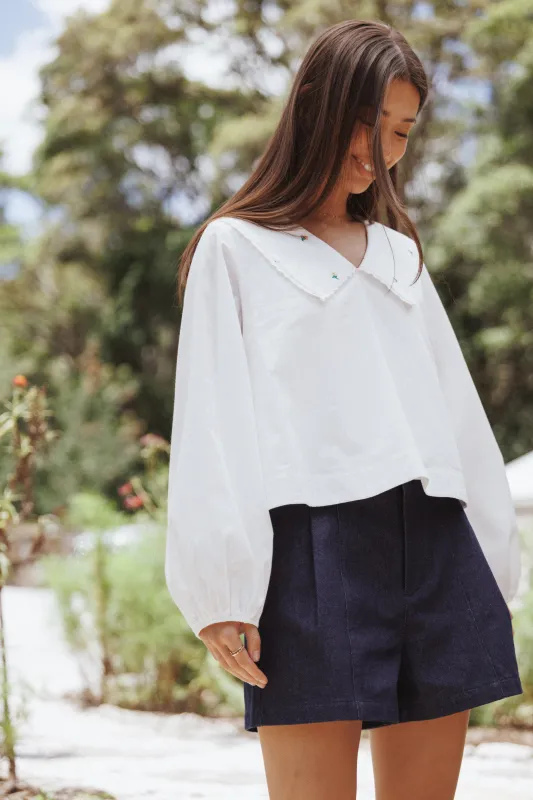 Kenna Embroidered Long Sleeve Top - White Floral sold by Petal & Pup