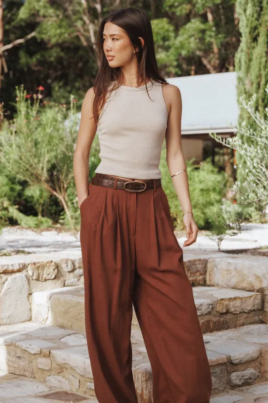 Ari Ribbed Tank Top - Wheat sold by Petal & Pup