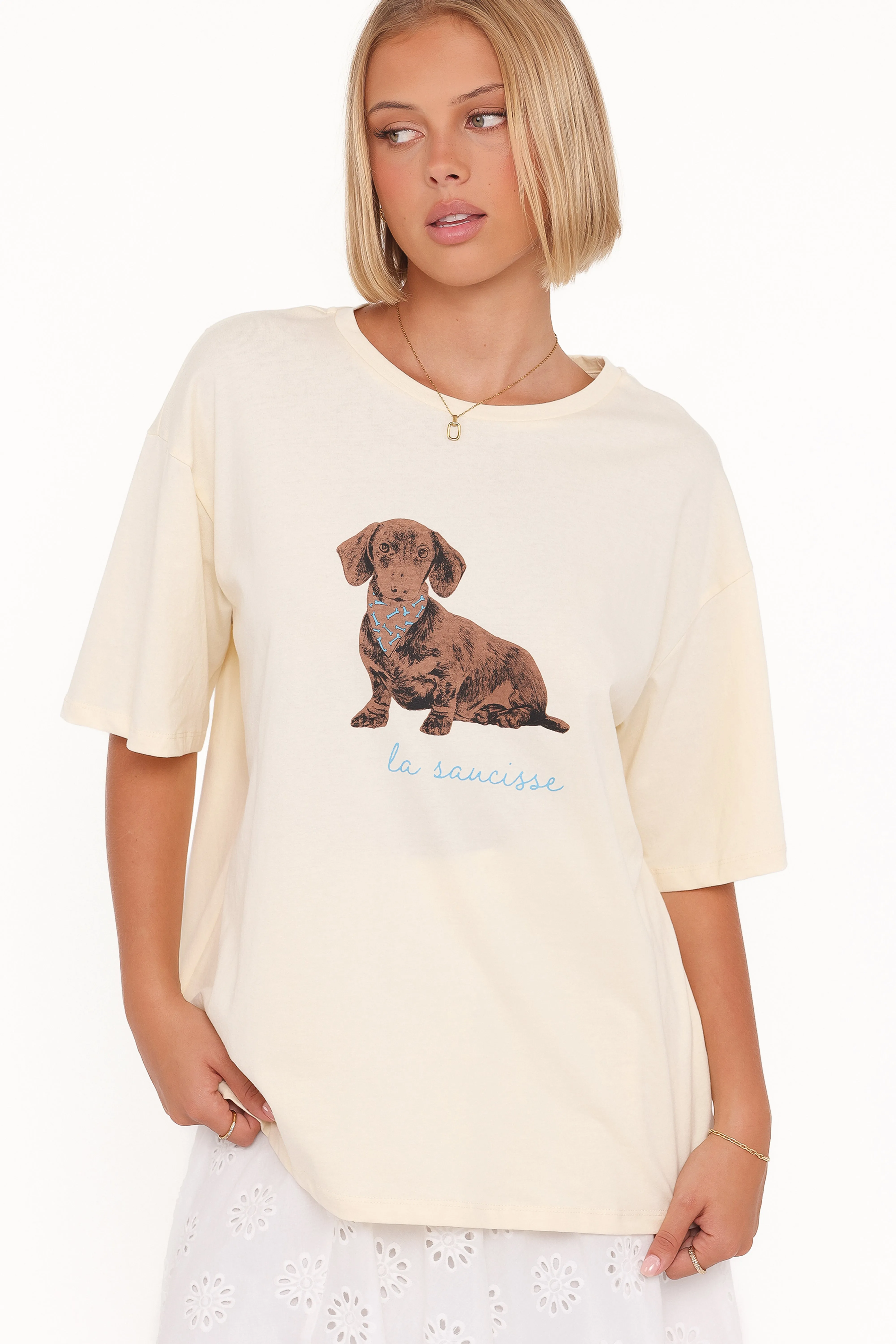 Petite Saucisse Tee - Cream sold by Petal & Pup product image thumbnail 3