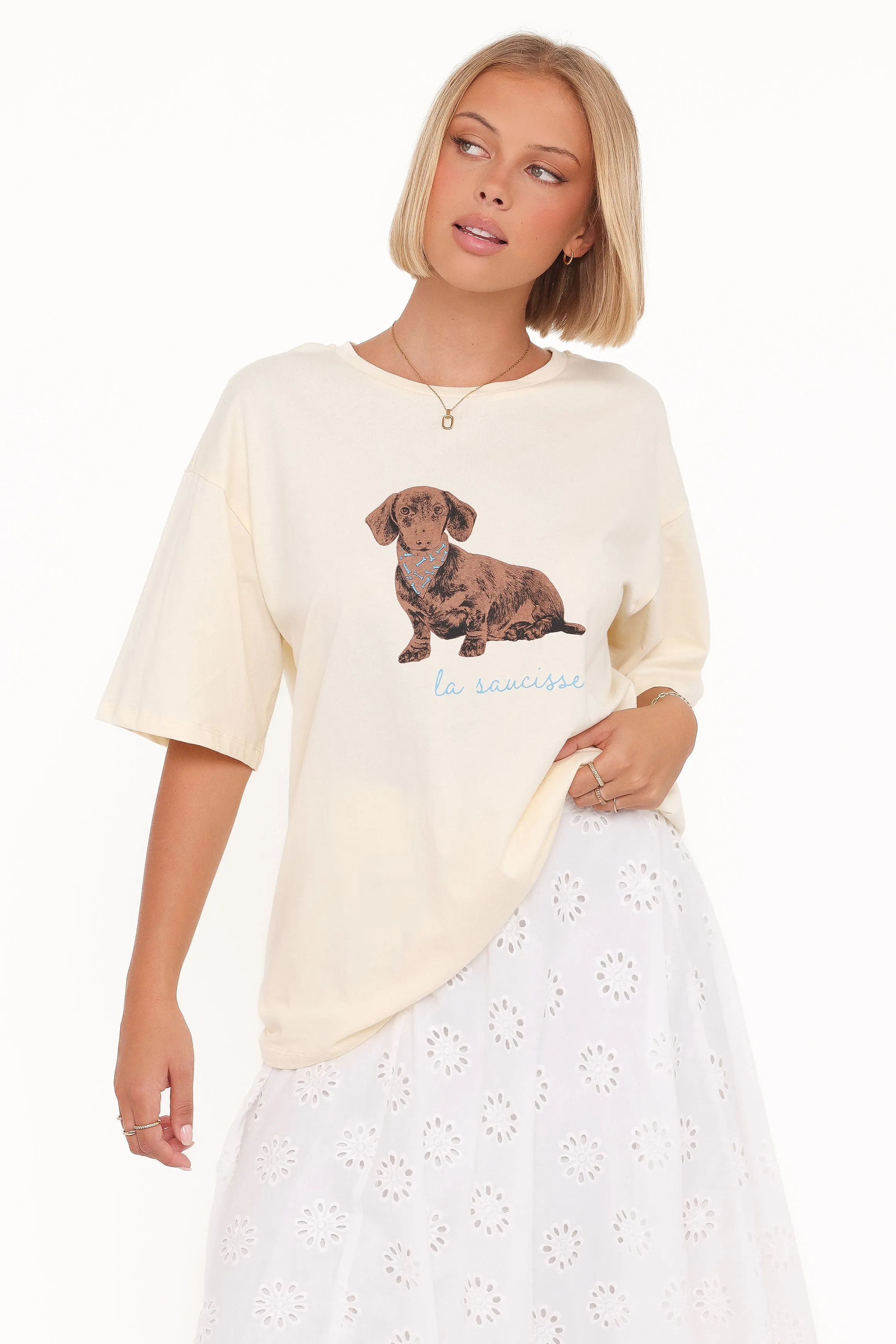 Petite Saucisse Tee - Cream sold by Petal & Pup product image thumbnail 2