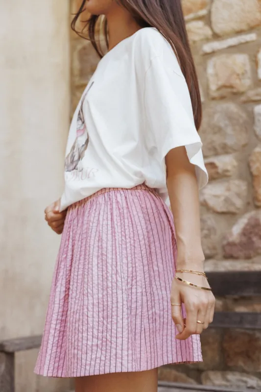 Domitia Mini Aline Skirt - Pink White Stripe sold by Petal & Pup