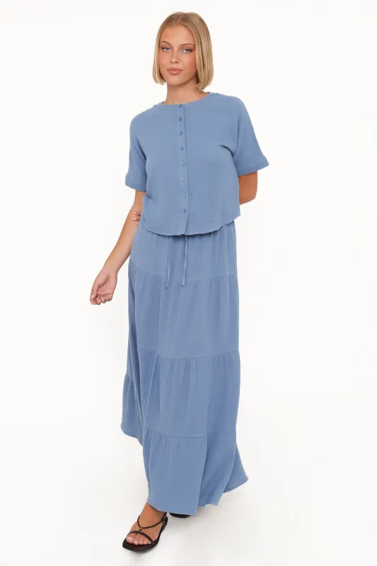 Sophia Skirt Set - Denim Blue made by Petal & Pup