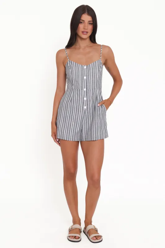 Reesa Romper - Smoke Stripe sold by Petal & Pup