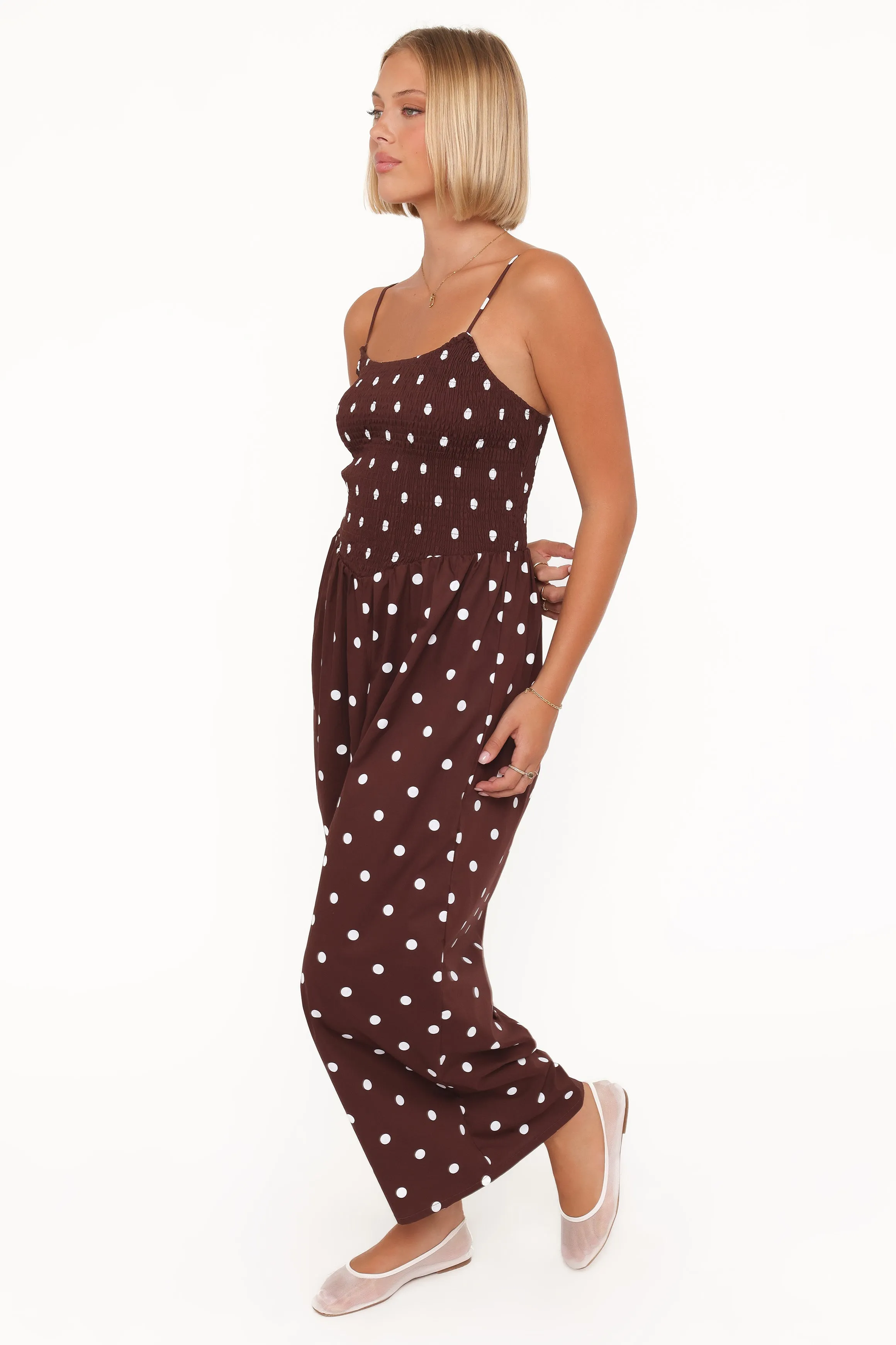 Paloma Jumpsuit - Chocolate Polka Dot sold by Petal & Pup product image thumbnail 3