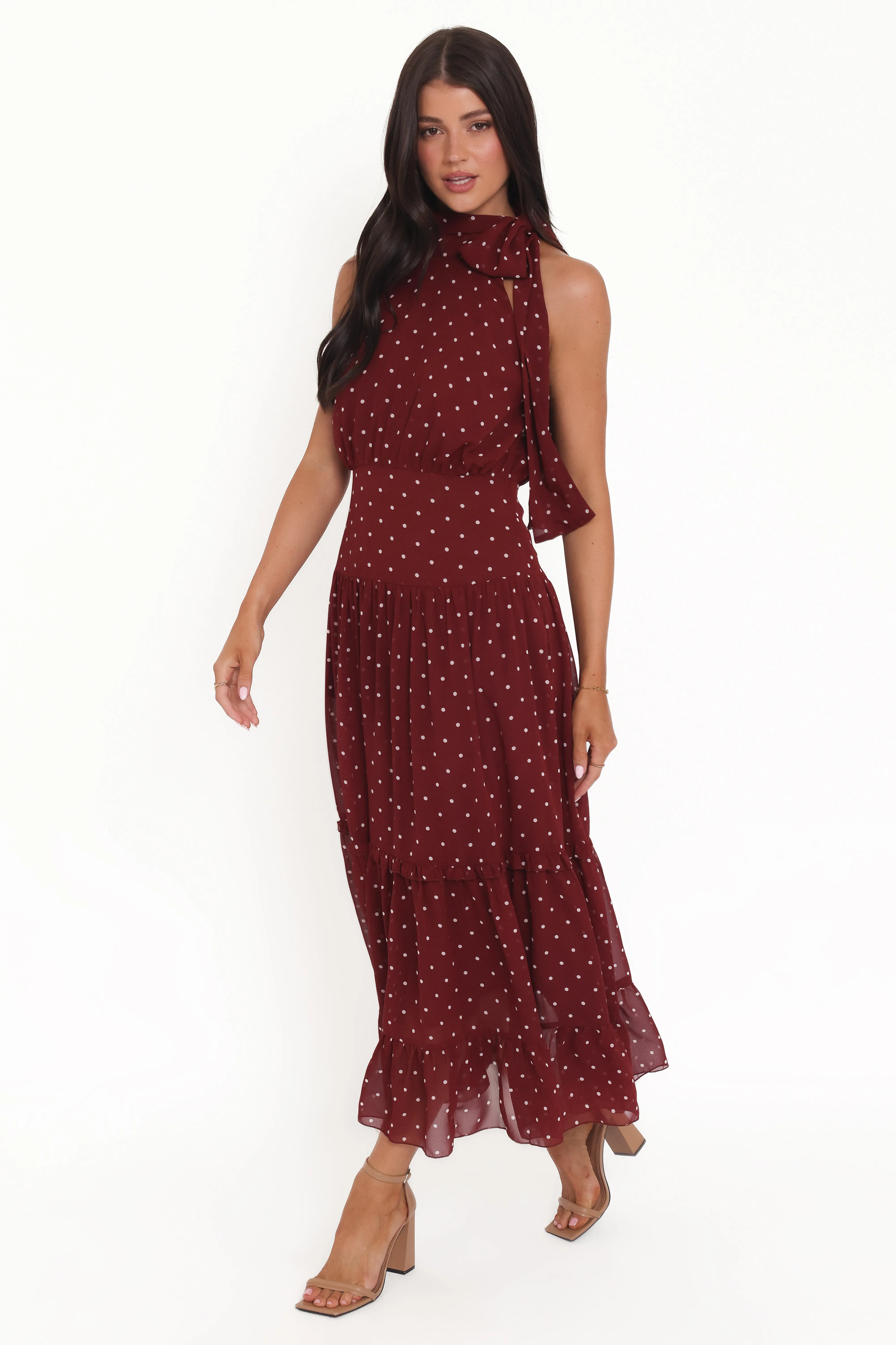 Leona Halterneck Maxi Dress - Red Polka Dot sold by Petal & Pup product image thumbnail 3