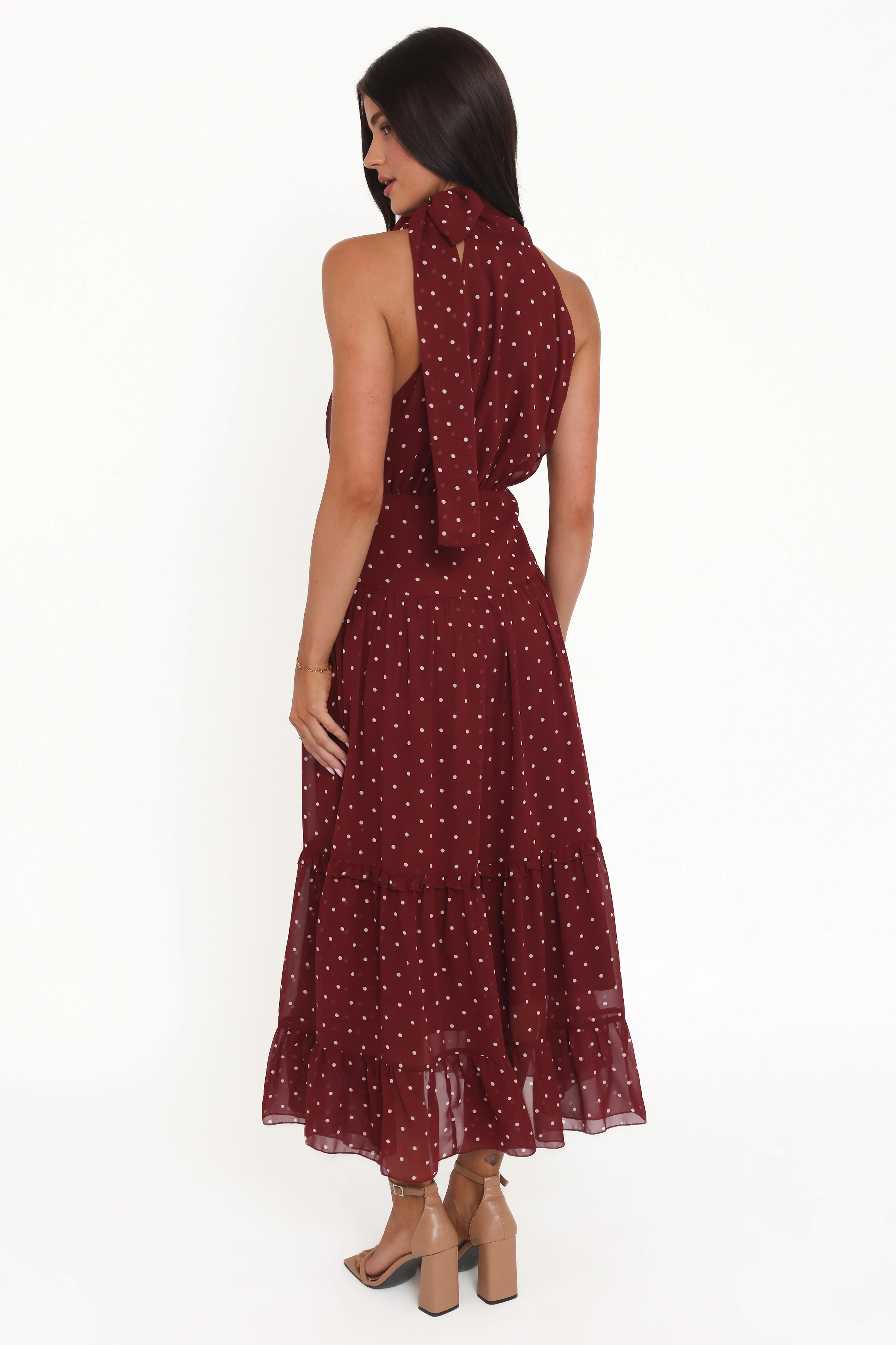 Leona Halterneck Maxi Dress - Red Polka Dot sold by Petal & Pup product image thumbnail 4