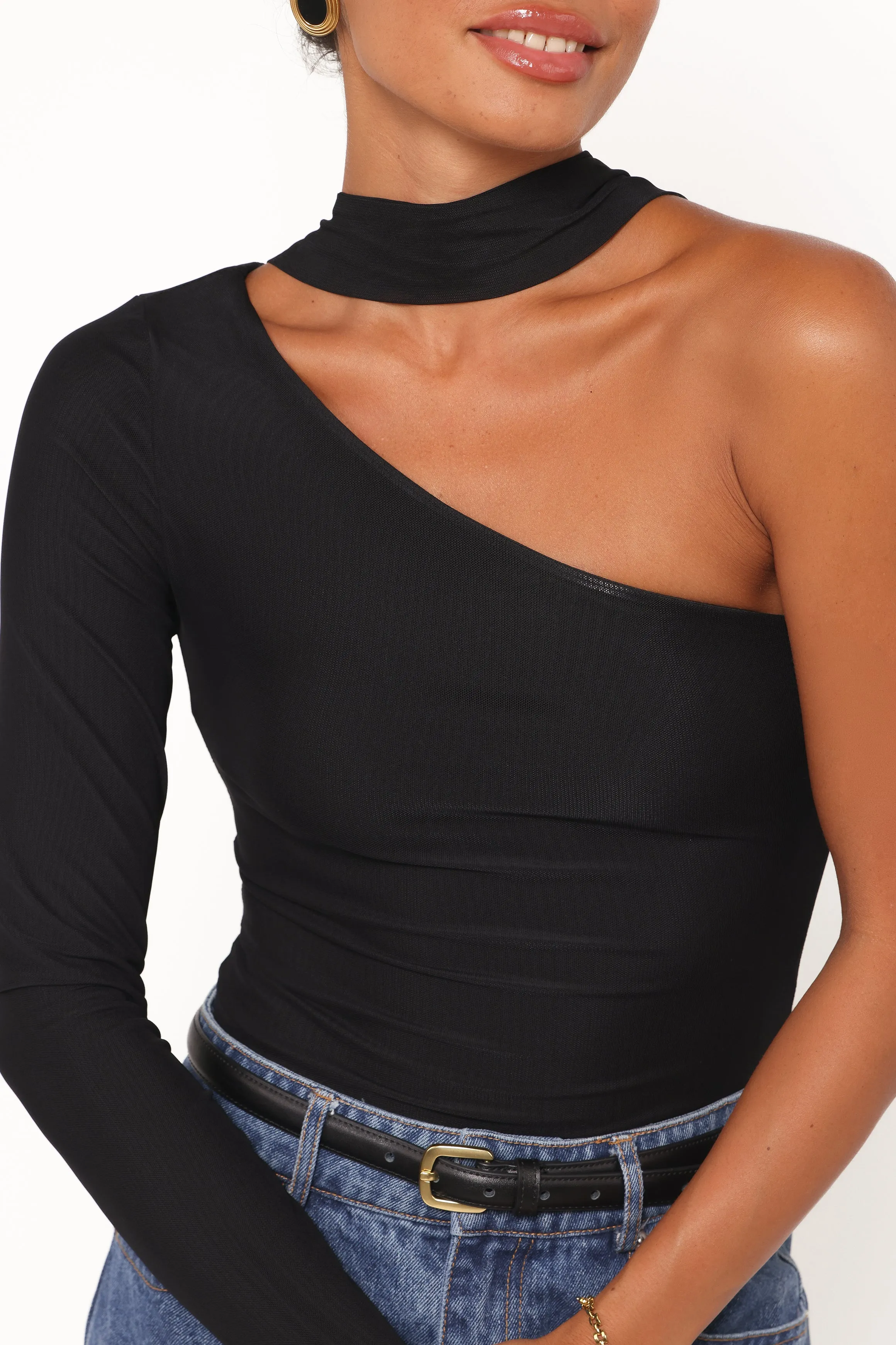 Carlie Mesh One Shoulder Top - Black sold by Petal & Pup product image thumbnail 5
