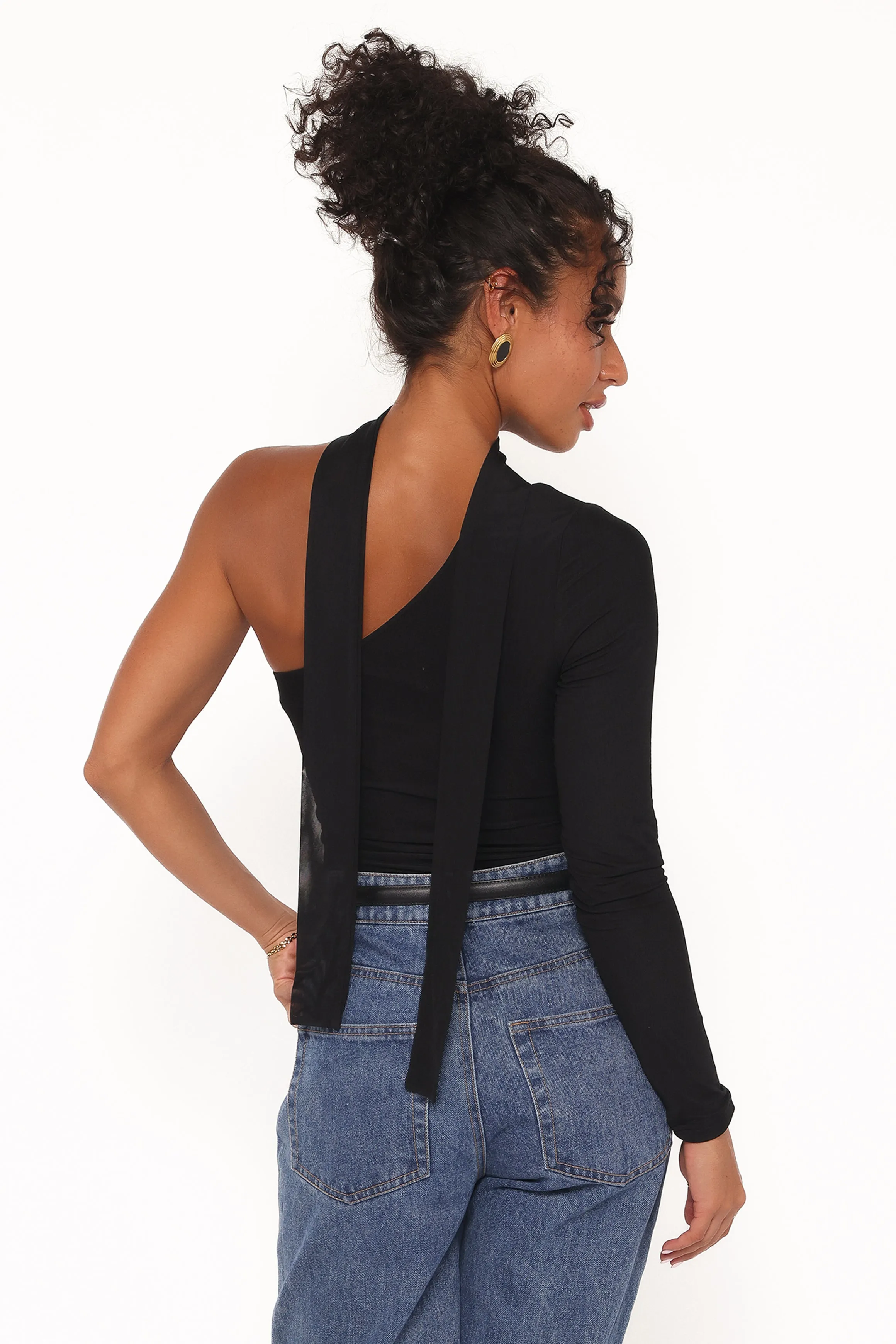 Carlie Mesh One Shoulder Top - Black sold by Petal & Pup product image thumbnail 3
