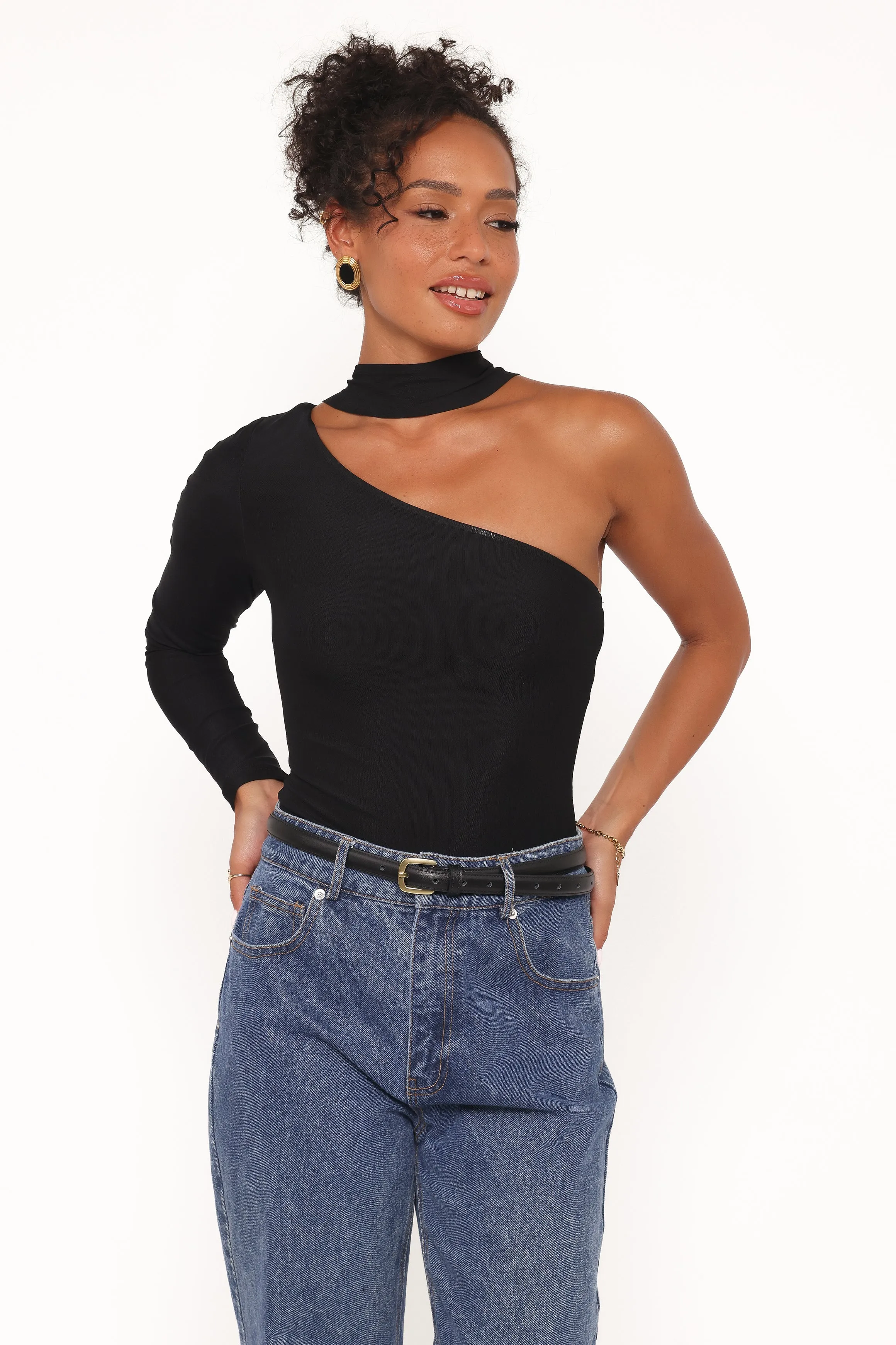 Carlie Mesh One Shoulder Top - Black sold by Petal & Pup product image thumbnail 2