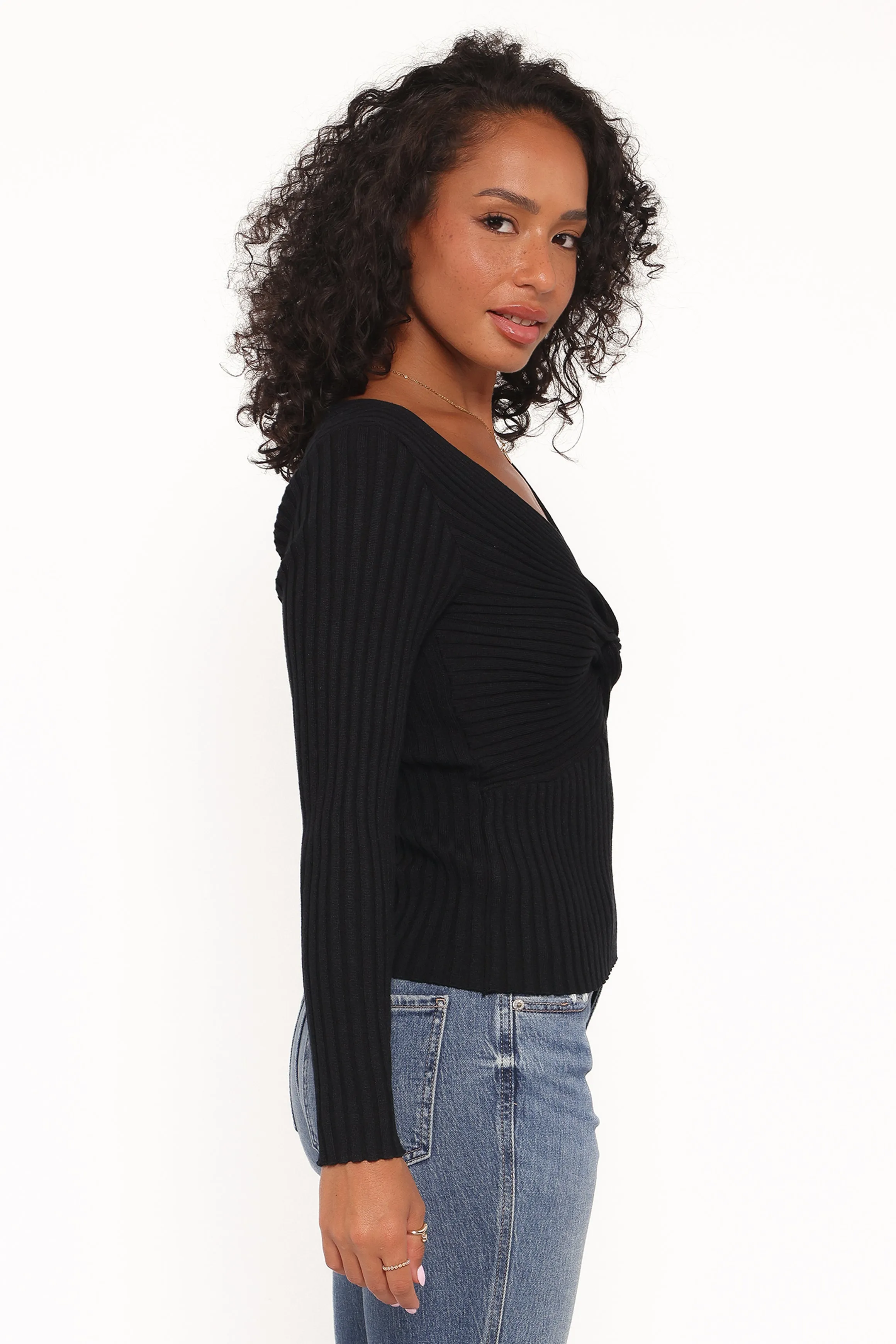 Demi Twist Detail Knit Top - Black sold by Petal & Pup product image thumbnail 3