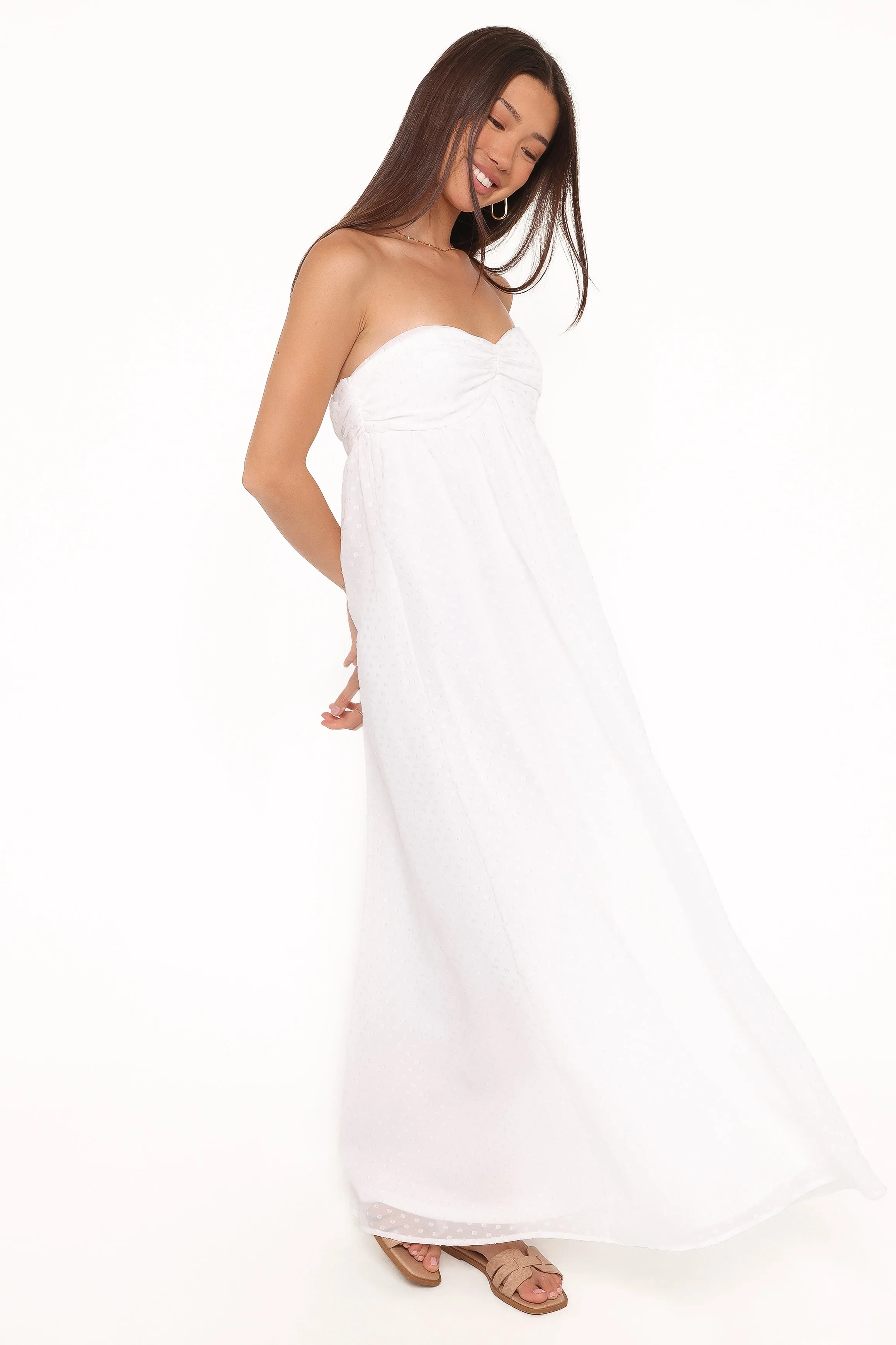 Vee Strapless Maxi Dress - White sold by Petal & Pup product image thumbnail 3