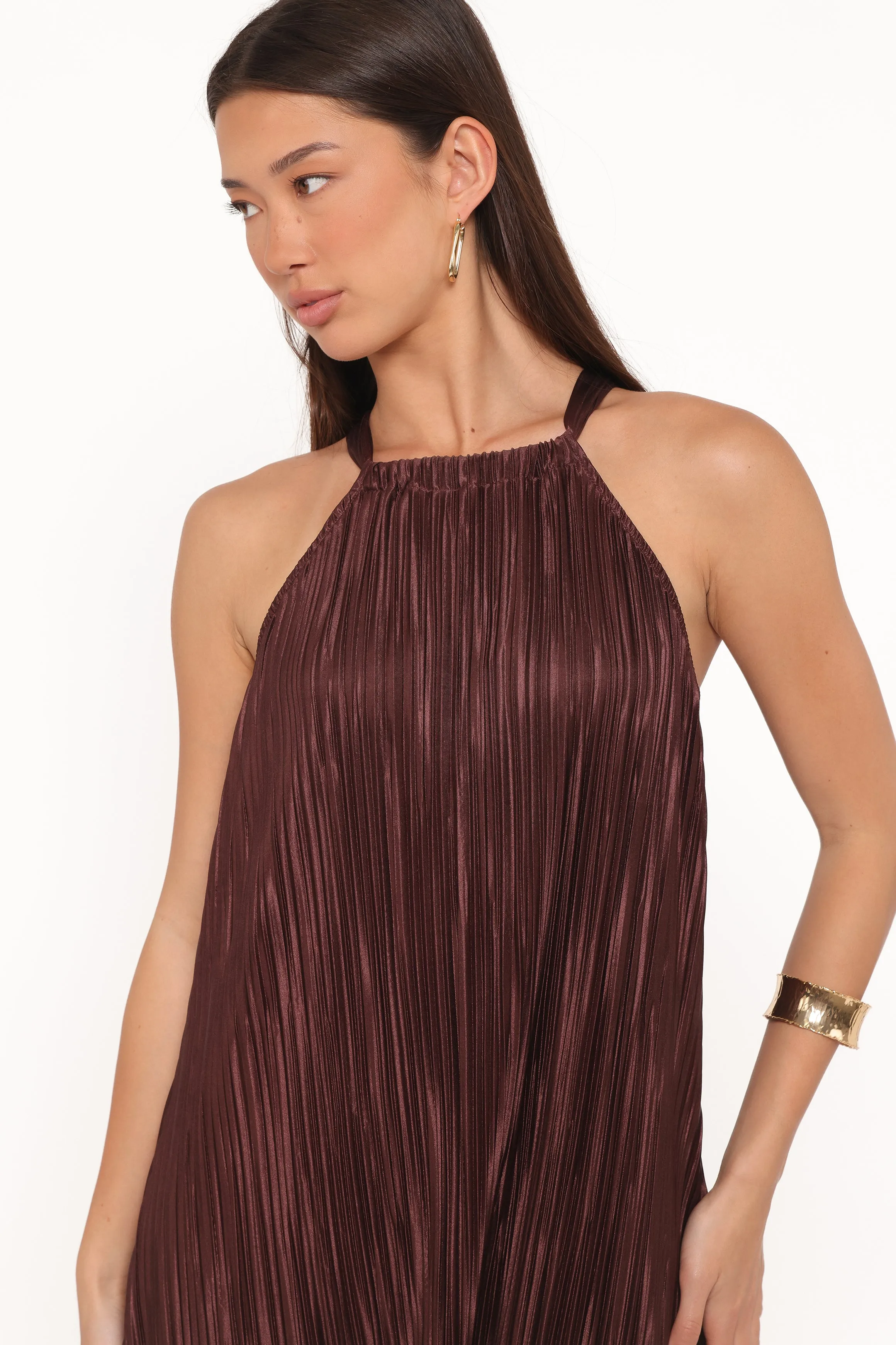 Melody Plisse Halter Maxi Dress - Brown sold by Petal & Pup product image thumbnail 2