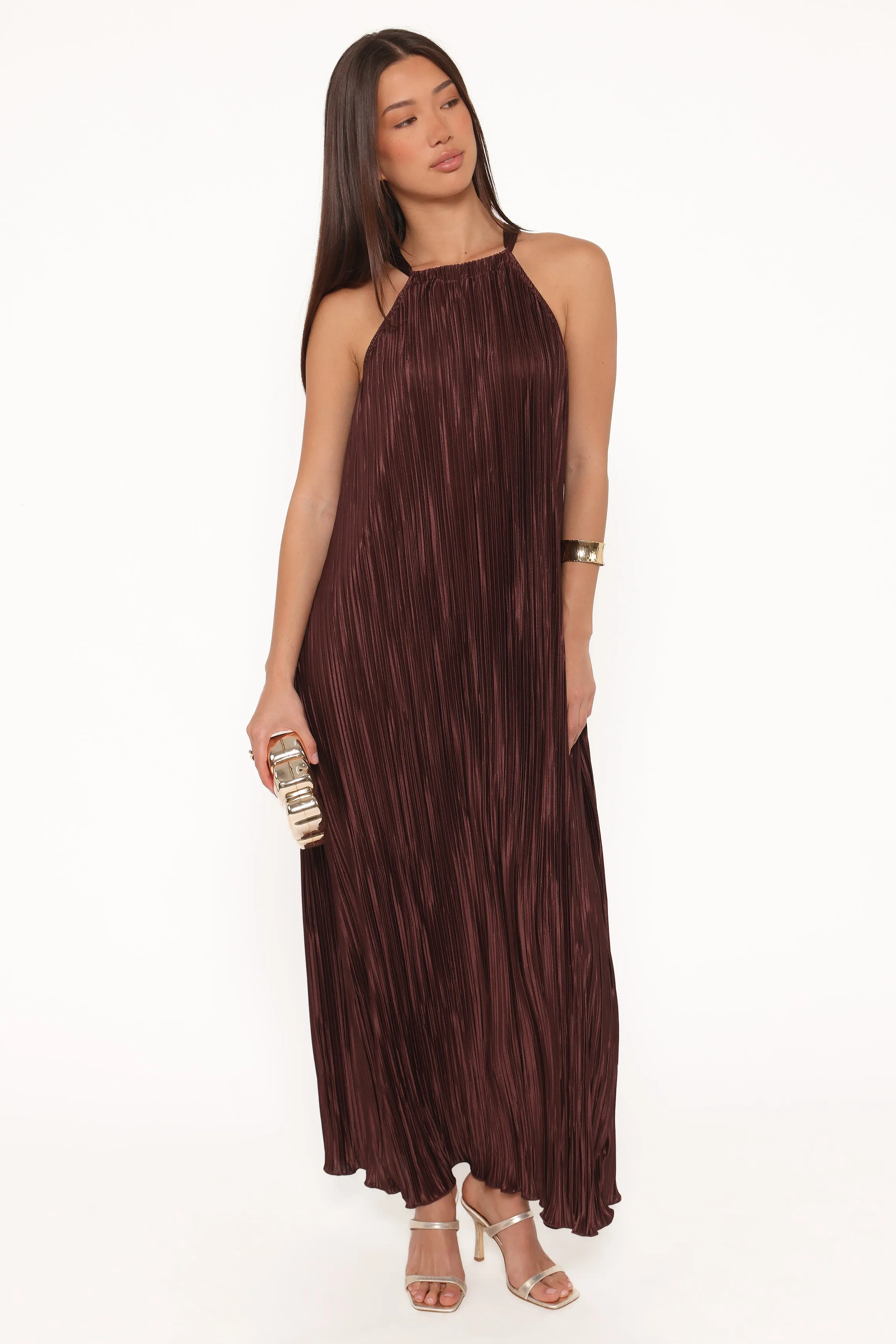 Melody Plisse Halter Maxi Dress - Brown sold by Petal & Pup product image thumbnail 5