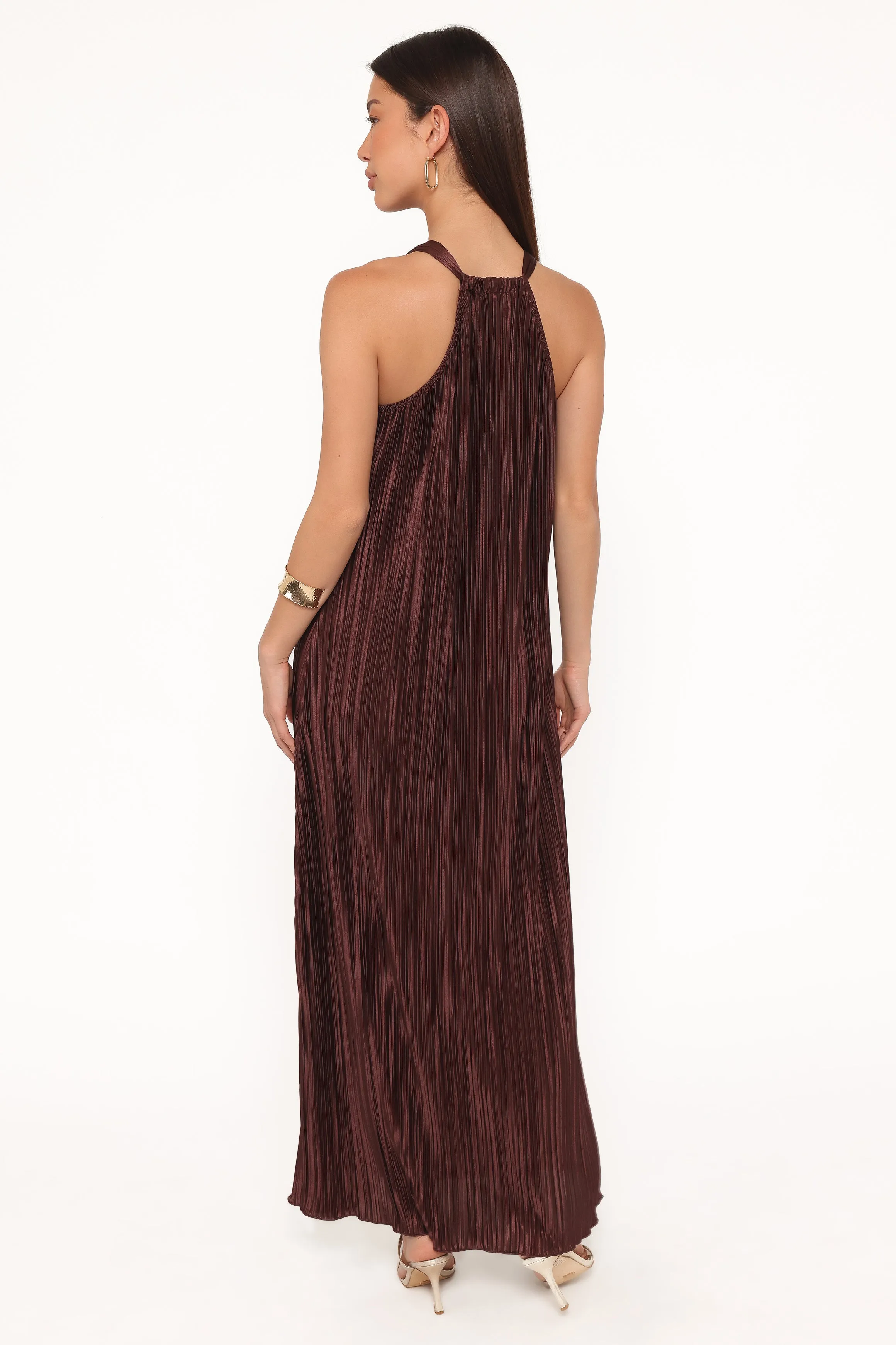 Melody Plisse Halter Maxi Dress - Brown sold by Petal & Pup product image thumbnail 4