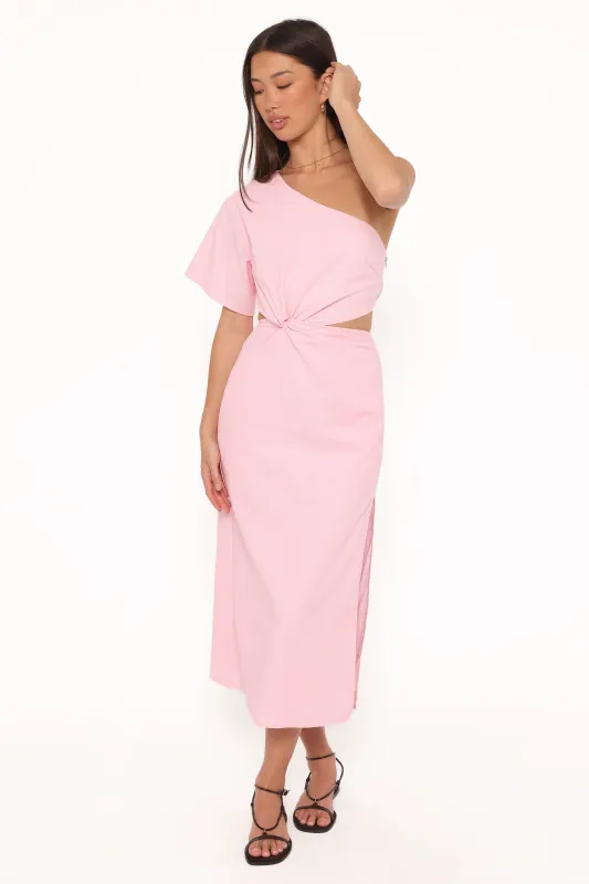 Samira One Shoulder Midi Dress - Pink sold by Petal & Pup