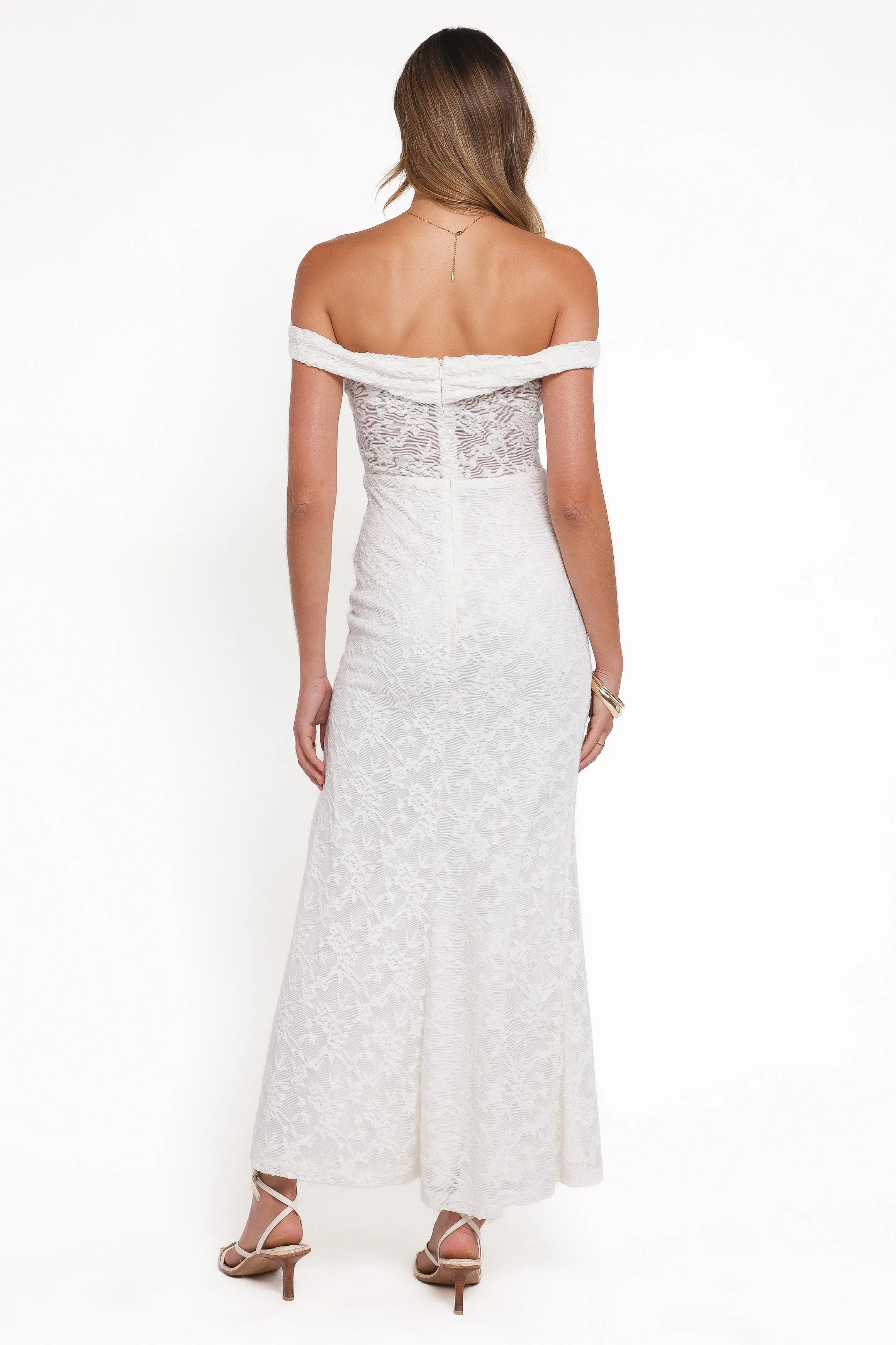 Pascha Off Shoulder Lace Maxi Dress - White sold by Petal & Pup product image thumbnail 4
