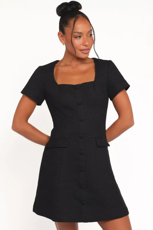 Sutton Mini Dress - Black Tweed sold by Petal & Pup