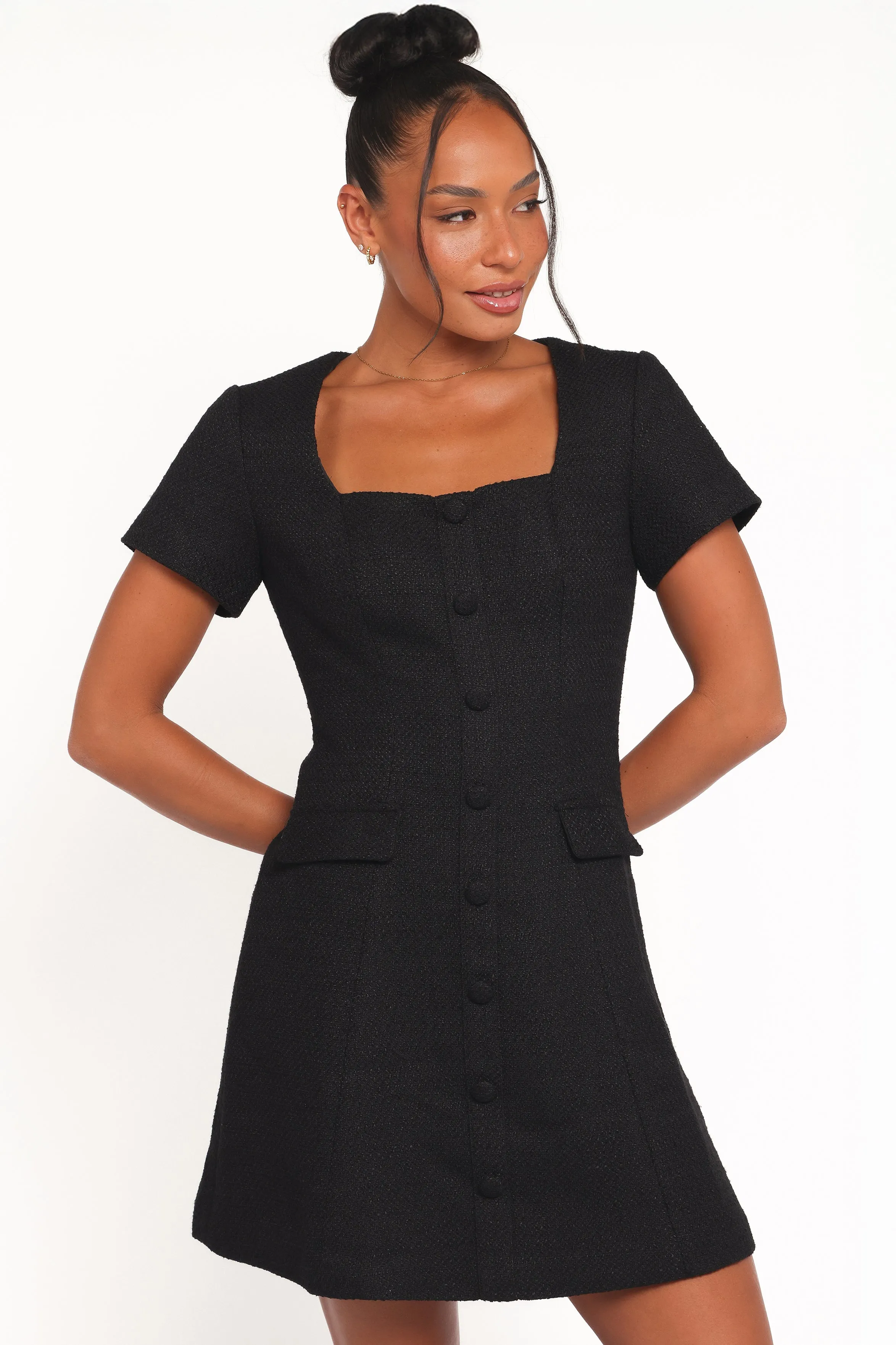 Sutton Mini Dress - Black Tweed sold by Petal & Pup