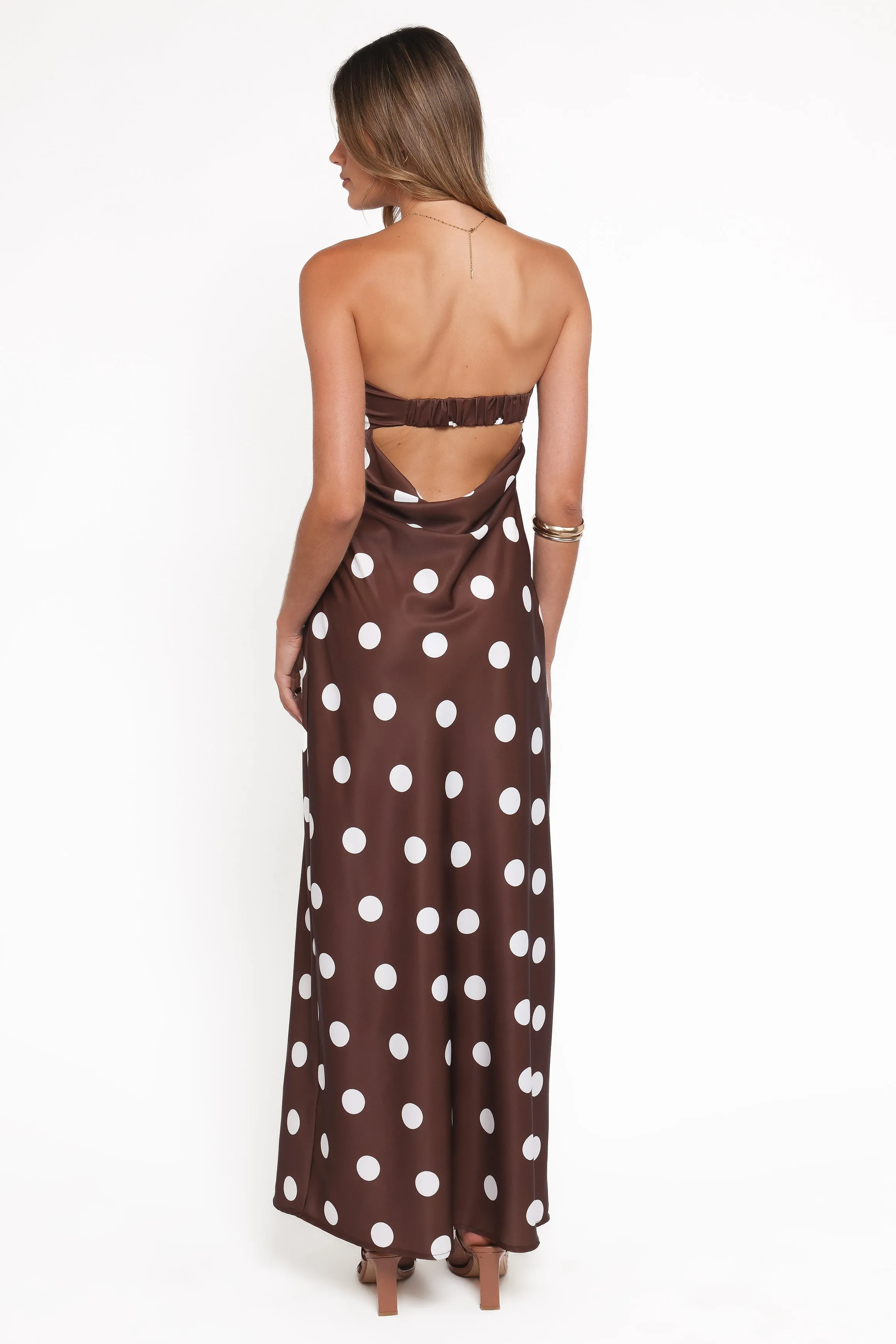 Remmie Strapless Maxi Dress - Brown Polka Dot sold by Petal & Pup product image thumbnail 5