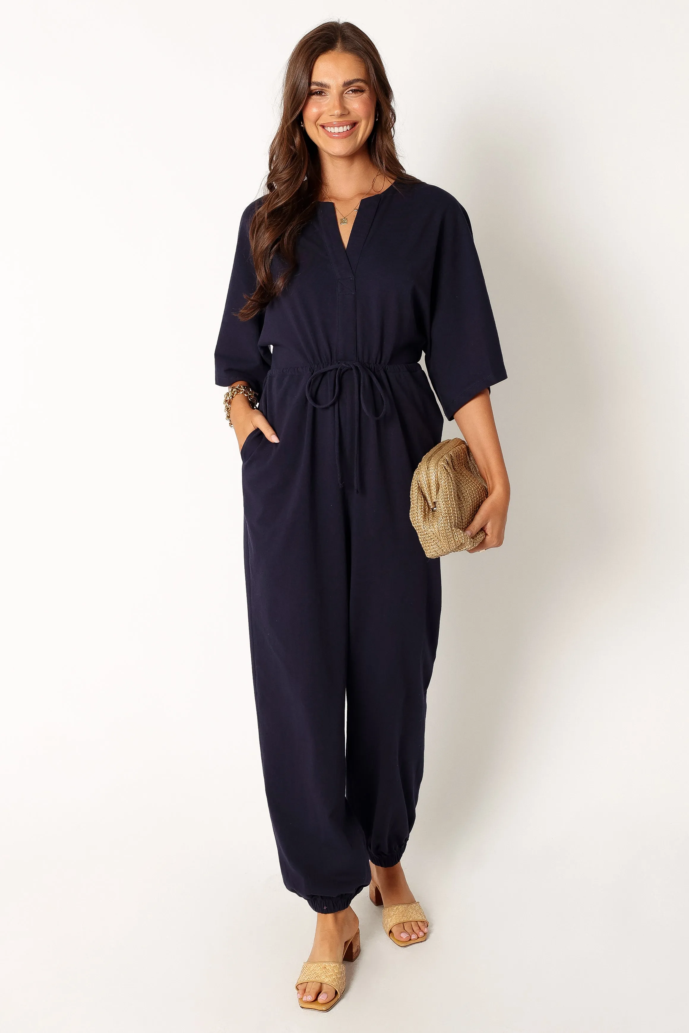 Whitman Jumpsuit - Navy sold by Petal & Pup