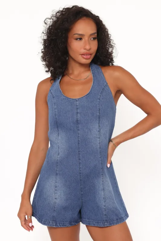 Paityn Denim Romper - Dark Wash made by Petal & Pup