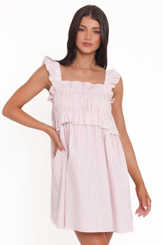 Keonia Mini Dress - Pink Stripe sold by Petal & Pup