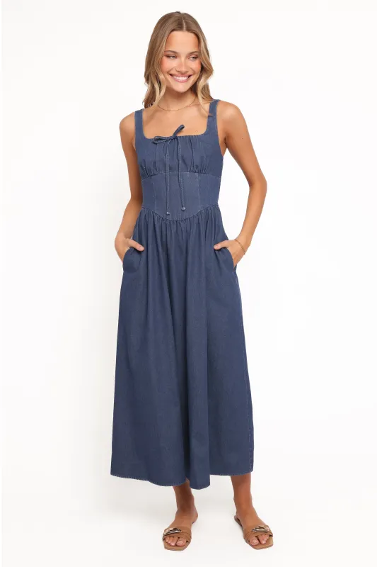 Kinslee Midi Dress - Denim sold by Petal & Pup