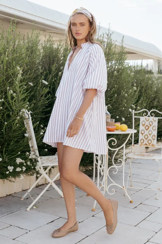 Doran Mini Dress - Beige White sold by Petal & Pup